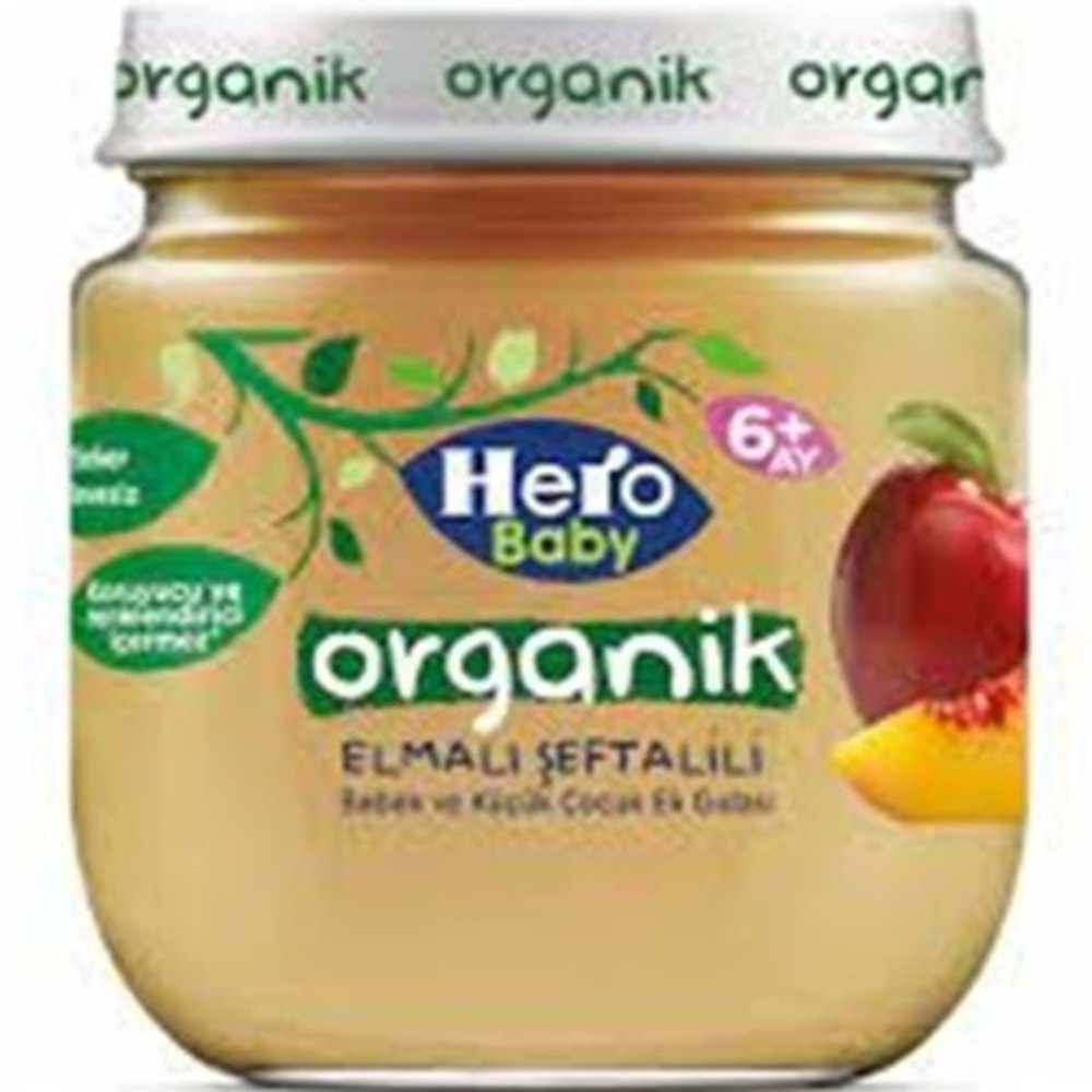 HERO BABY ORGANIK KAVANOZ MAMA 120 GR ELMA SEFTALI