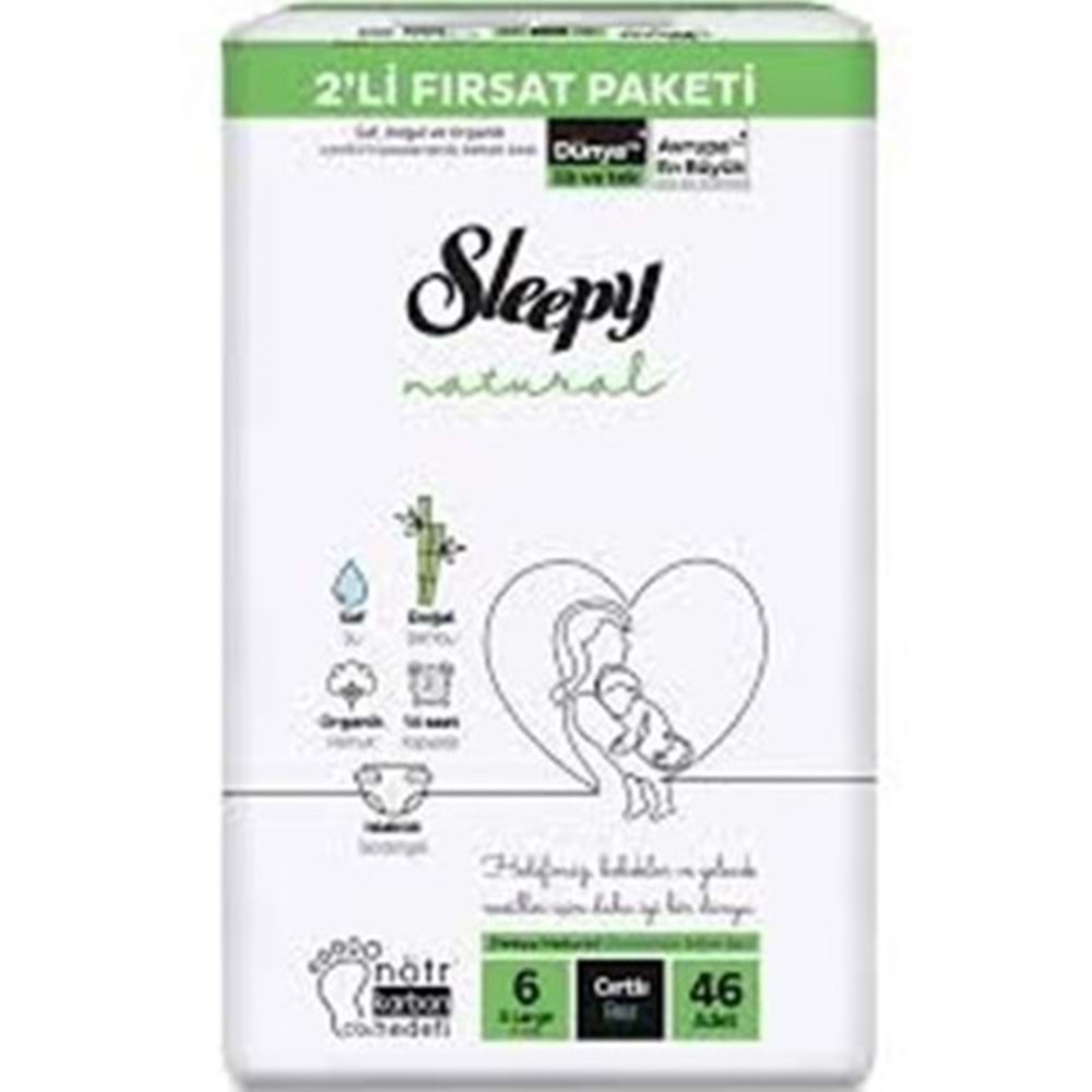 SLEEPY NATURAL BEBEK BEZİ 6 XLARCE 46 ADET CIRTLI