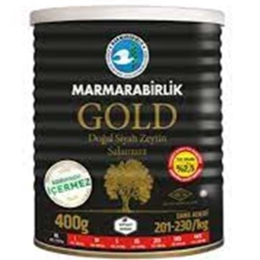 MARMARA BİRLİK AZ TUZLU SIYAH ZEYTIN 400 GR GOLD XL