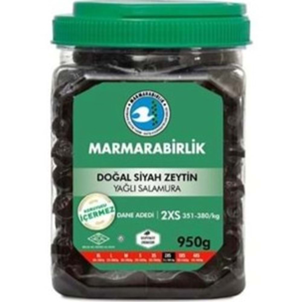 MARMARA BİRLİK DOGAL SIYAH ZEYTIN 950 GR 2XS