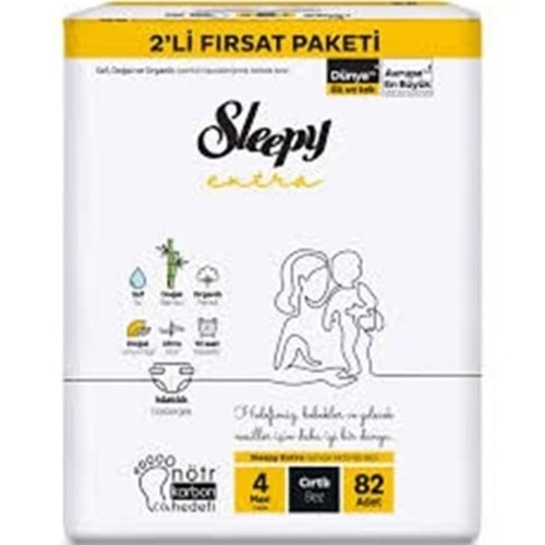 SLEEPY EXTRA BEBEK BEZİ İKİLİ 4 MAXİ 82 ADET CIRTLI