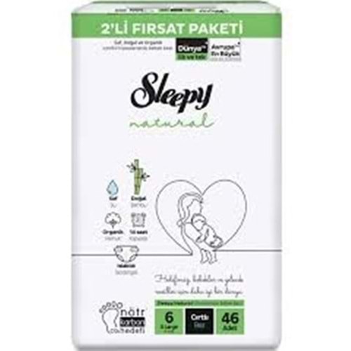 SLEEPY NATURAL BEBEK BEZİ 6 XLARCE 46 ADET CIRTLI