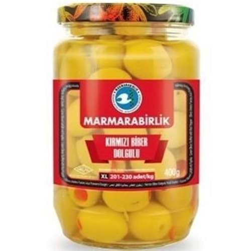 MARMARA BİRLİK YESIL ZEYTIN 400 GR BIBERLI
