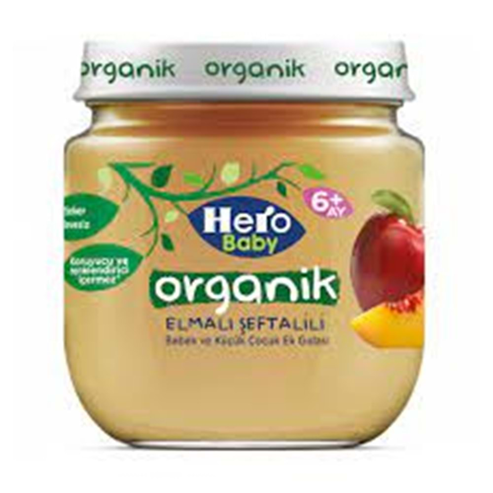 HERO BABY ORGANIK KAVANOZ MAMA 120 GR ELMA SEFTALI