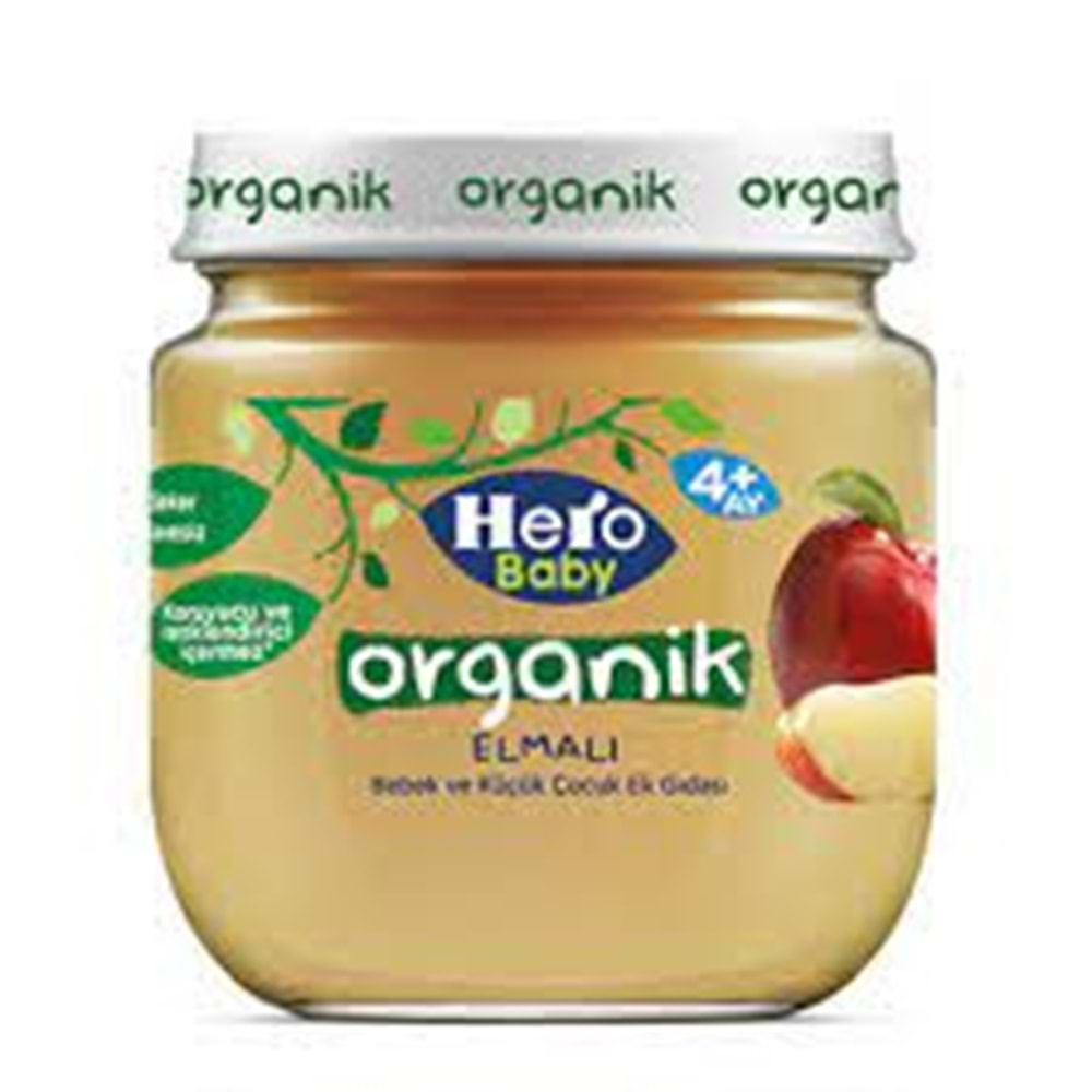 HERO BABY ORGANIK KAVANOZ MAMA 120 GR ELMALI