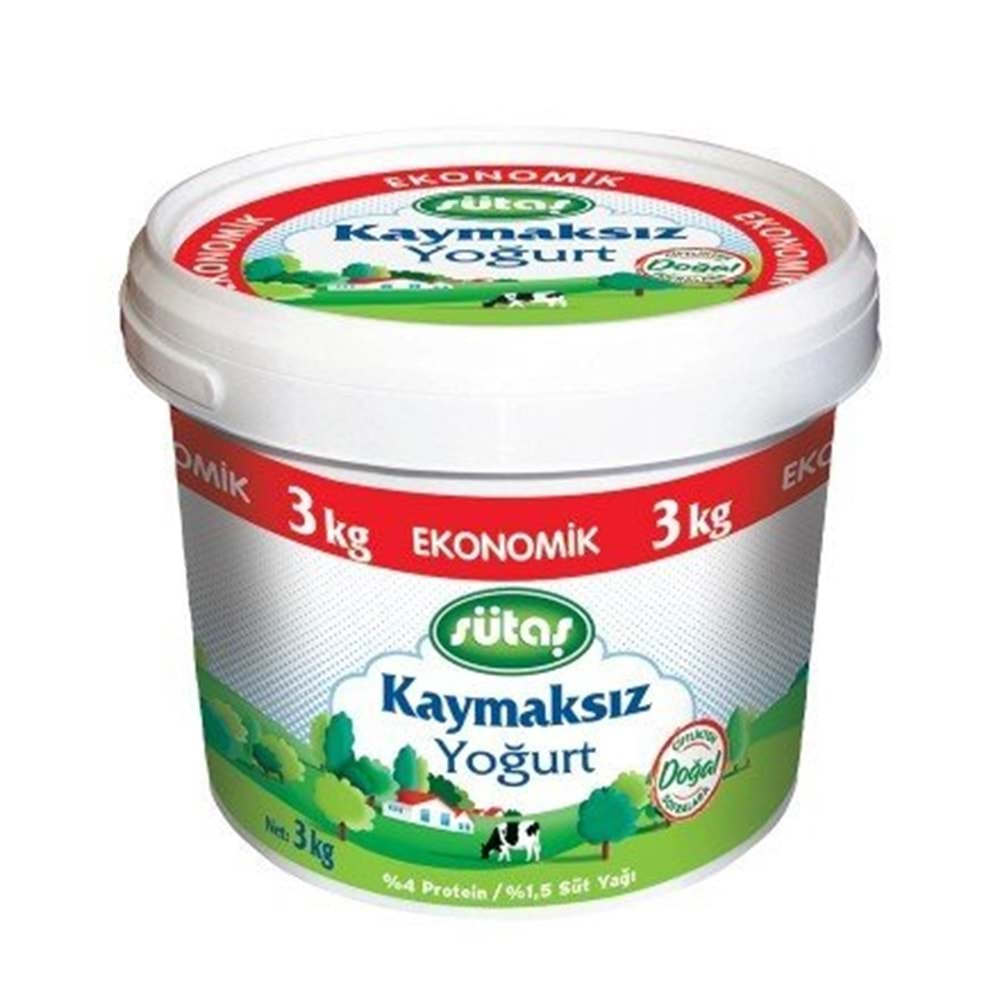 SÜTAŞ KAYMAKSIZ YOGURT 3000 GR