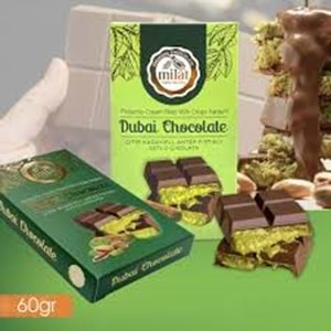 MİLAT DUBAİ ÇİKOLATASI 60 G ANTEP FISTIKLI