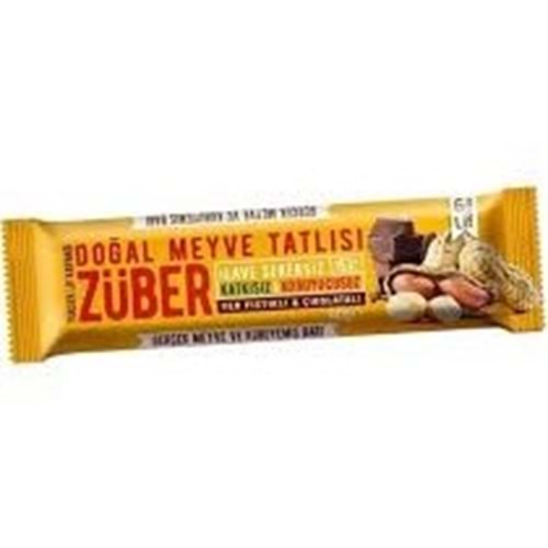 ZÜBER GLUTENSIZ MEYVE BAR 40 GR VEGAN YER FISTIKLI KAKAOLU
