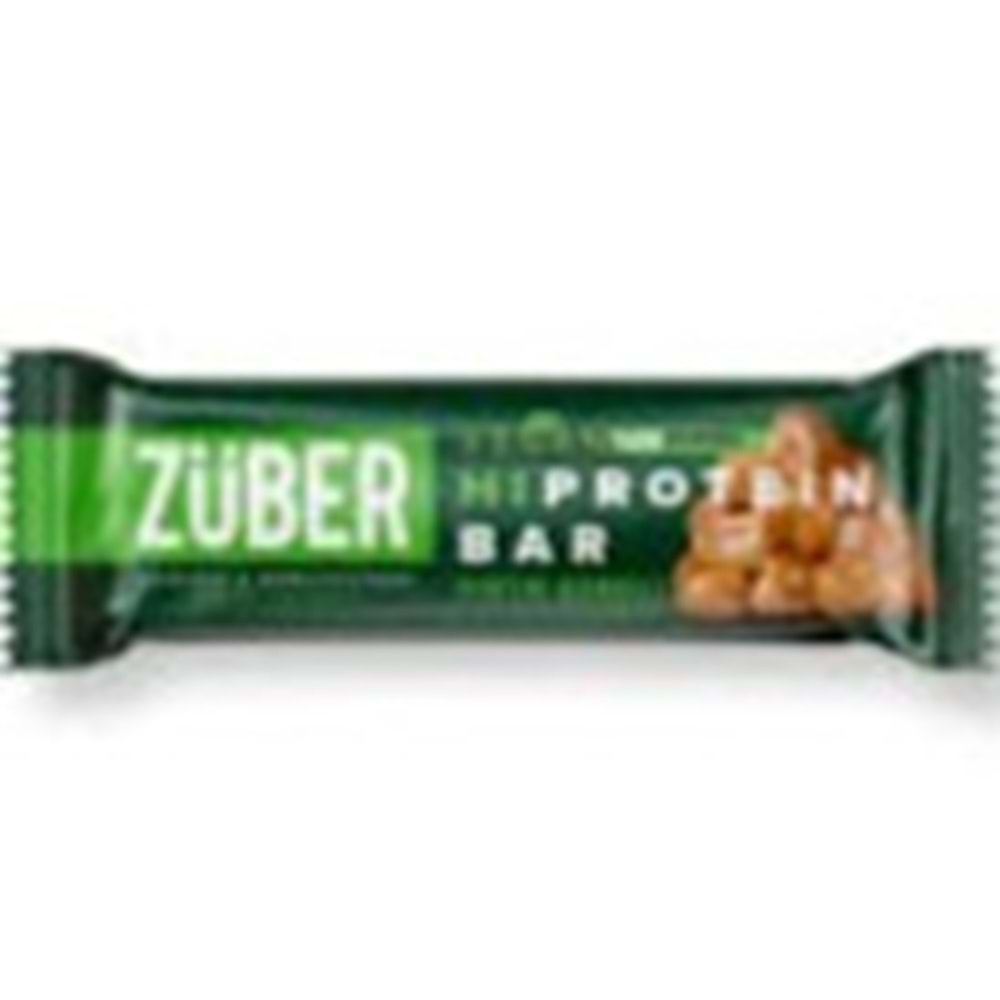 ZÜBER GLUTENSIZ HI PROTEIN BAR 45 GR VEGAN YER FISTIGI EZMELI