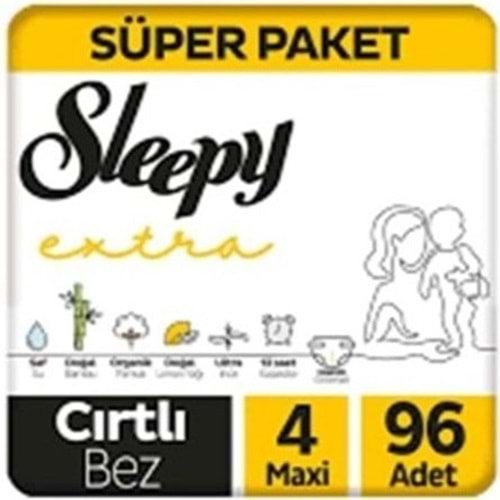 SLEEPY BEBEK BEZİ 4 MAXİ 96 ADET CIRTLI BEZ