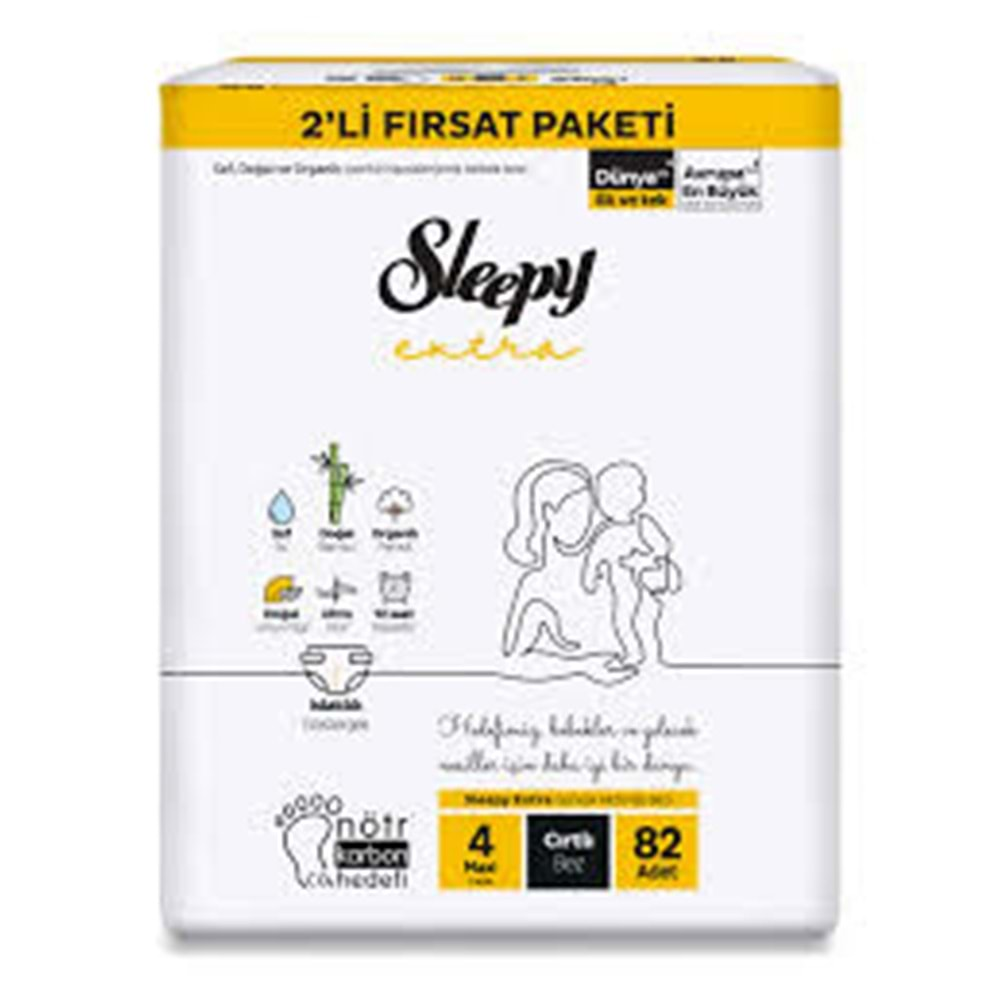 SLEEPY EXTRA BEBEK BEZİ İKİLİ 4 MAXİ 82 ADET CIRTLI