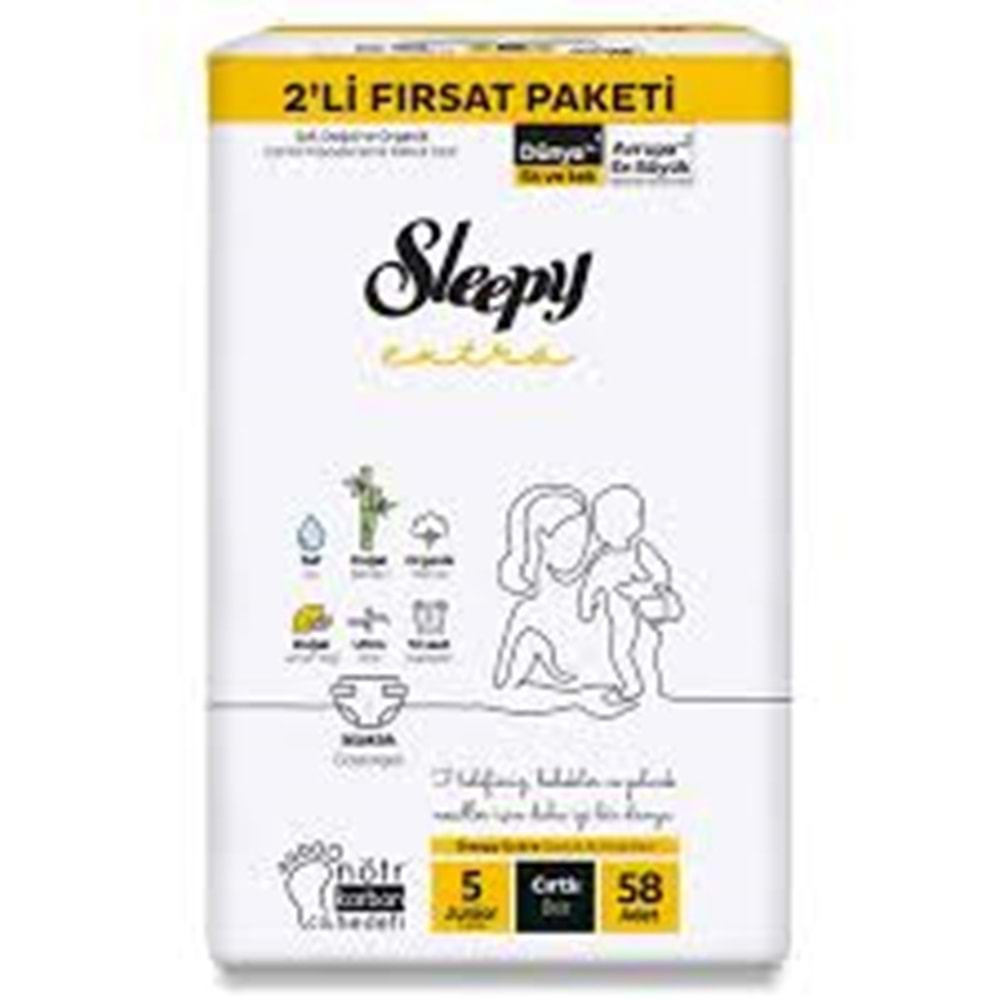 SLEEPY EXTRA BEBEK BEZİ İKİLİ 5 JUNYOR 82 ADET CIRTLI