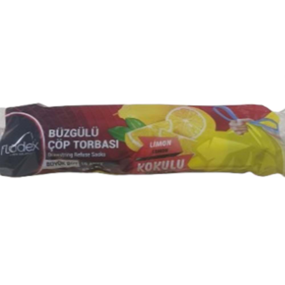 FLODEX BÜZGÜLÜ ÇÖP TORBASI 10 ADET BÜYÜK BOY LİMON KOKULU