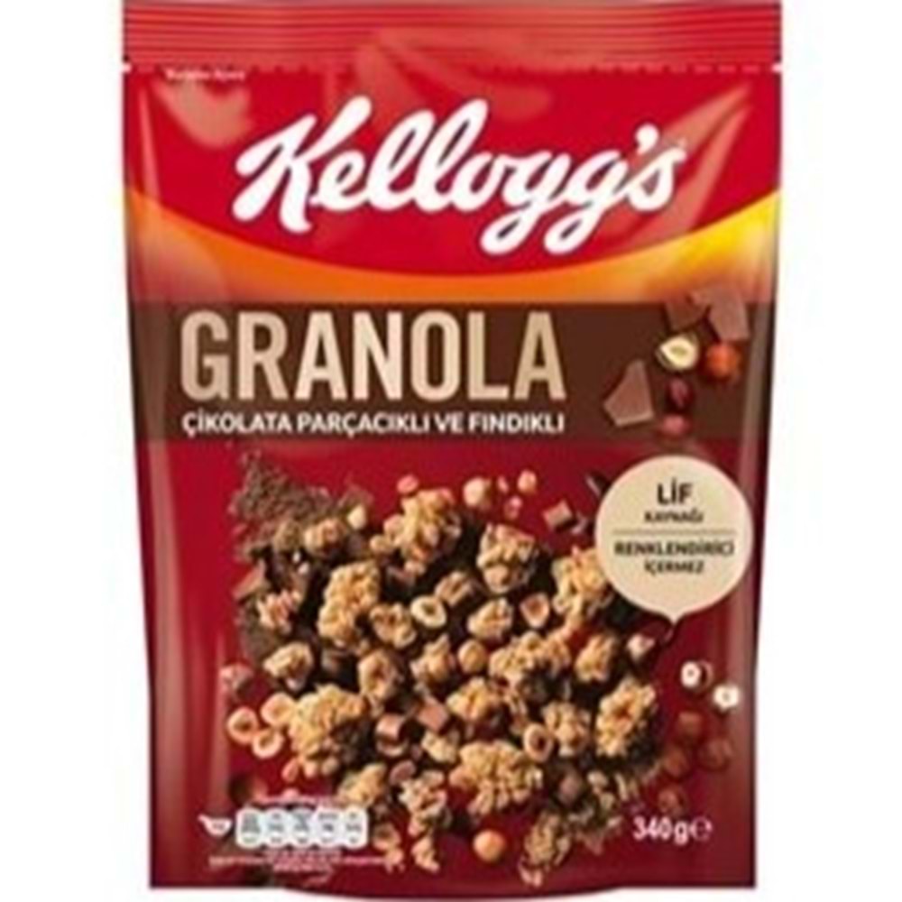 KELLOGGS GRANOLA 340 GR CIKOLATA PARCACIKLI FINDIKLI