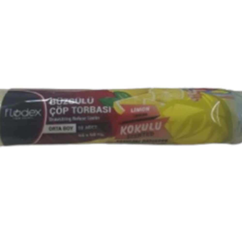 FLODEX BÜZGÜLÜ ÇÖP TORBASI 10 ADET ORTA BOY LİMON KOKULU