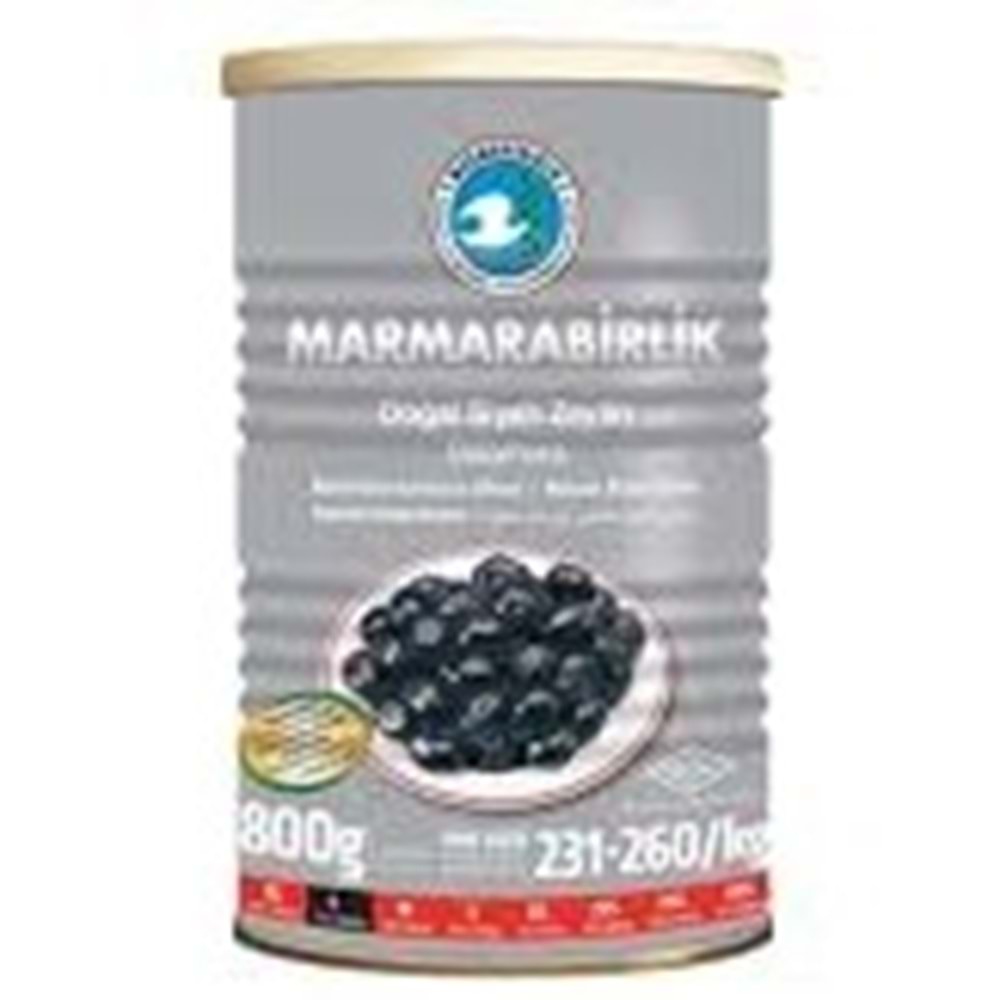 MARMARABİRLİK DOGAL SIYAH ZEYTIN 800 GR L TNK