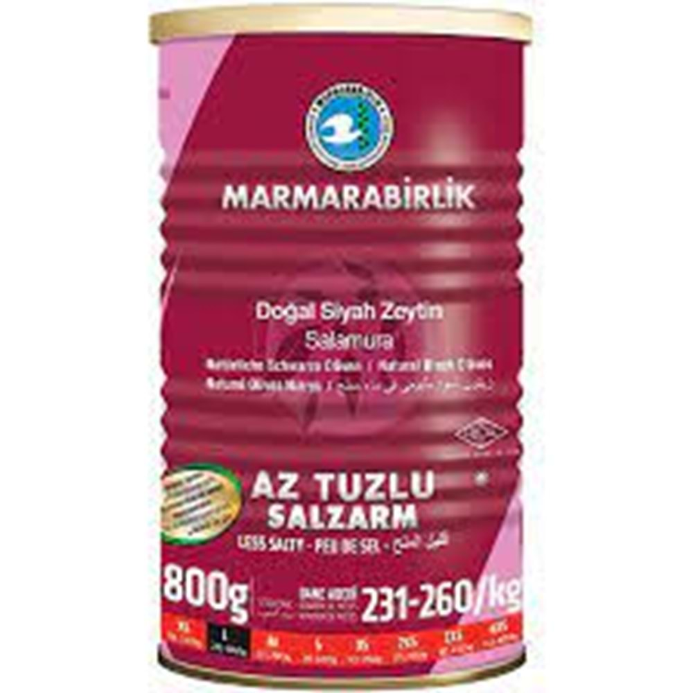 MARMARA BİRLİK AZ TUZLU SIYAH ZEYTIN 800 GR L