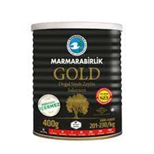 MARMARA BİRLİK AZ TUZLU SIYAH ZEYTIN 400 GR GOLD XL