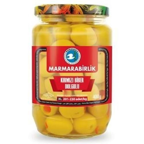 MARMARA BİRLİK YESIL ZEYTIN 400 GR BIBERLI