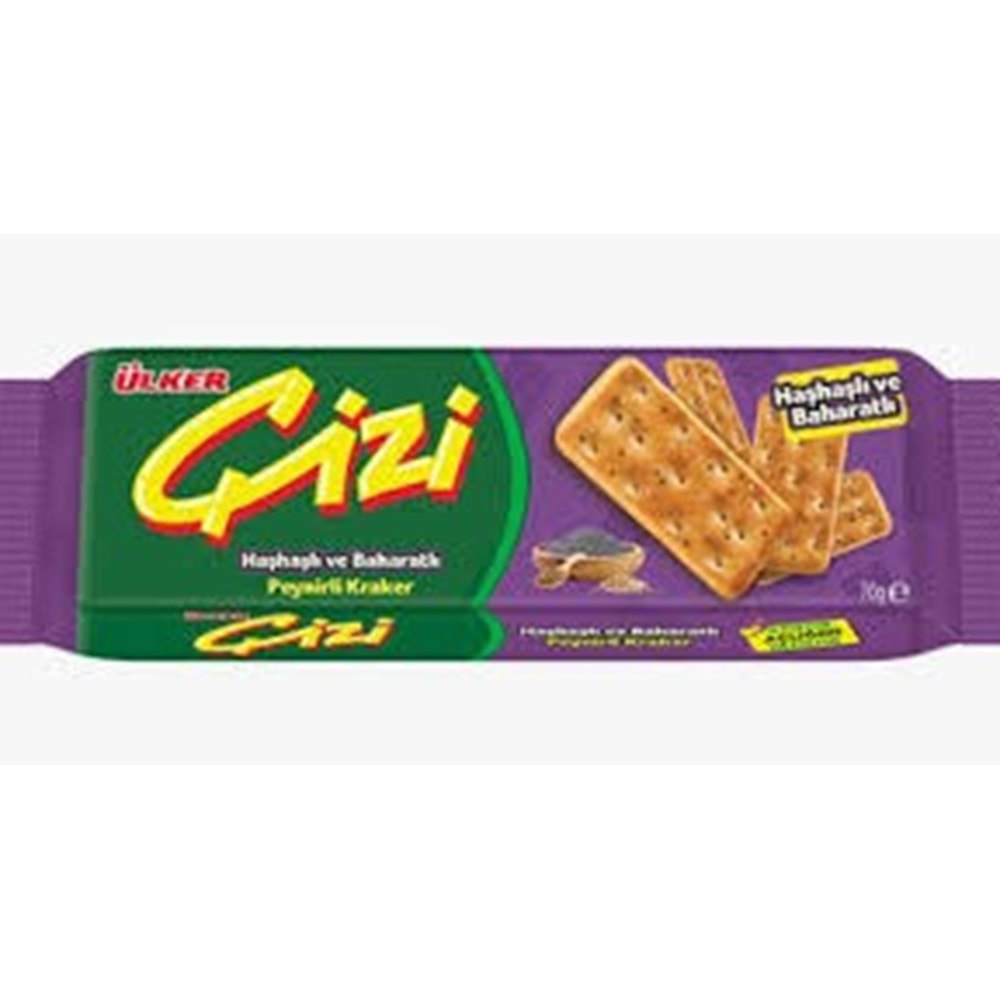 ÜLKER ÇİZİ 70 GR HAŞHAŞLI VE BAHARATLI PEYNİRLİ KRAKER