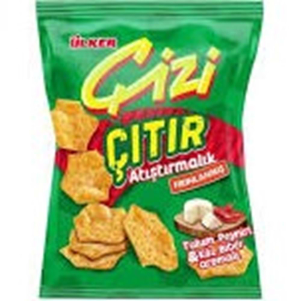 ÜLKER ÇİZİ FIRINLANMIŞ ÇITIR ATIŞTIRMALIK 50 G TULUM PEYNİRLİ&KÖZ BİBERAROMALI