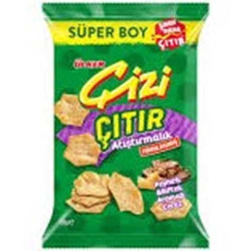 ÜLKER ÇİZİ FIRINLANMIŞ ÇITIR ATIŞTIRMALIK 120 G PEYNİRLİ&BİFTEK