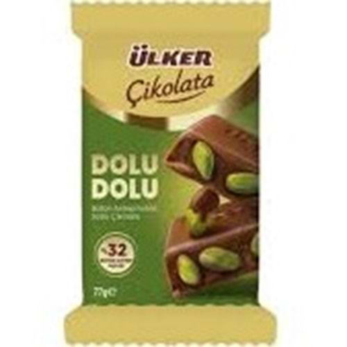 ÜLKER ÇİKOLATA 77 G BÜTÜN ANTEP FISTIKLI SÜTLÜ