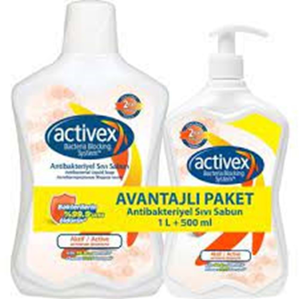 ACTİVEX ANTIBAKTERIYEL SIVI SABUN 1 LT+500 ML AKTIF