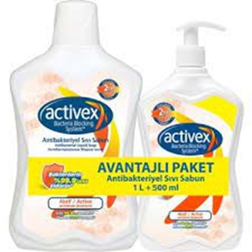 ACTİVEX ANTIBAKTERIYEL SIVI SABUN 1 LT+500 ML AKTIF