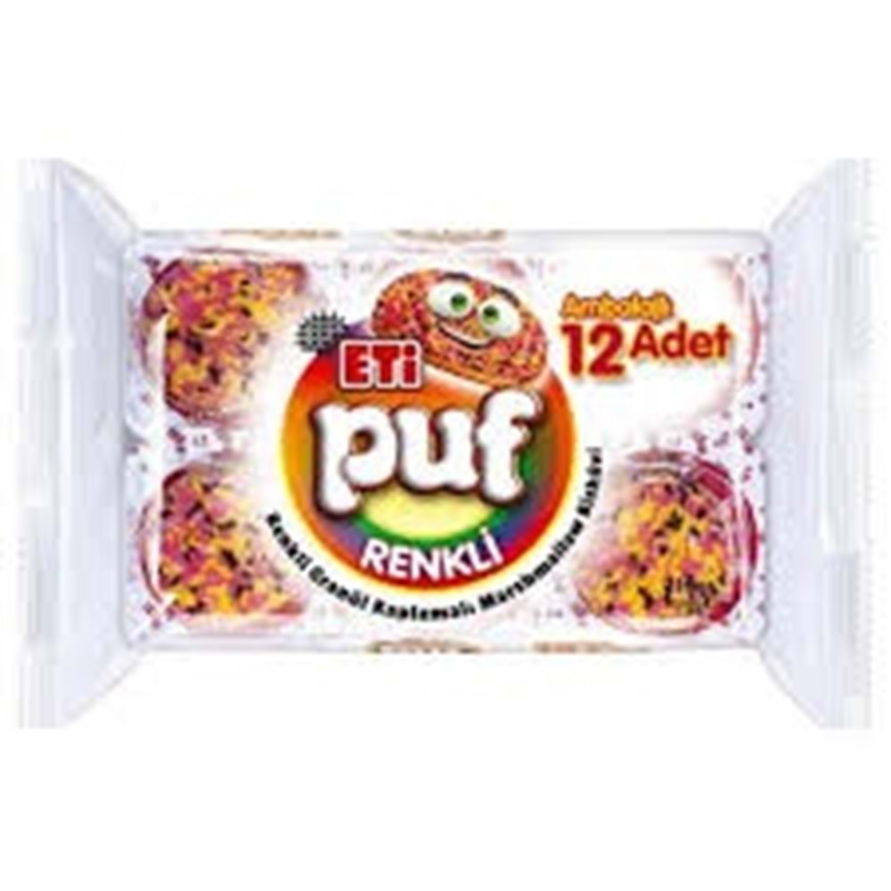 ETİ PUF 12X18 G RENKLİ GRANÜL KAPLAMALI MARSHMALLOW