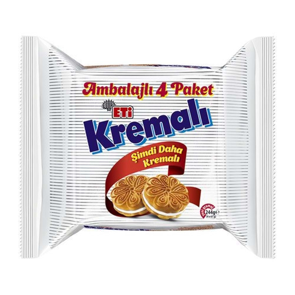 ETİ KREMELI BİSKÜVİ 244 GR AMBALAJLI 4 PEKET