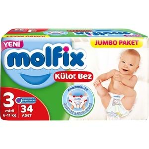 MOLFİX KULOT BEZ JUMBO PAKET 3 MIDI 34 LU