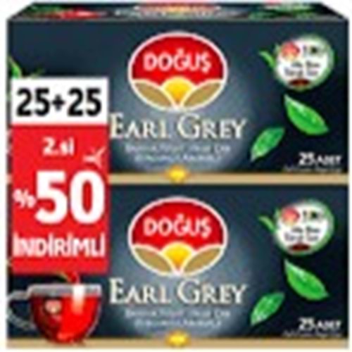 DOĞUŞ EARL GREY BARDAK POŞET ÇAY 25+25 ADET