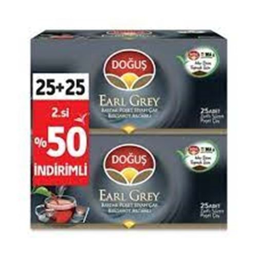 DOĞUŞ EARL GREY BARDAK POŞET ÇAY 25+25 ADET