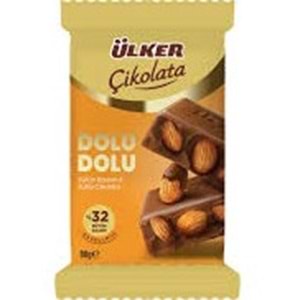 ÜLKER ÇİKOLATA 80 G BÜTÜN BADEMLİ SÜTLÜ