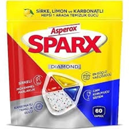 ASPEROX SPARX BULAŞIK TAPLETİ 60 ADET SİRKE LİMON VE KARBONATLI